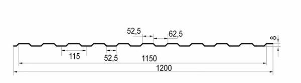 Профнастил С8 0,4 мм вишневый RAL 3005 1м