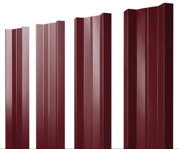 Евроштакетник двусторонний М-образный 0,4x110 мм вишневый RAL 3005 1м